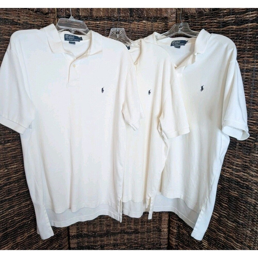 Polo by Ralph Lauren Men's Polo Tee Shirt Large White Embroidered Preppy Golf